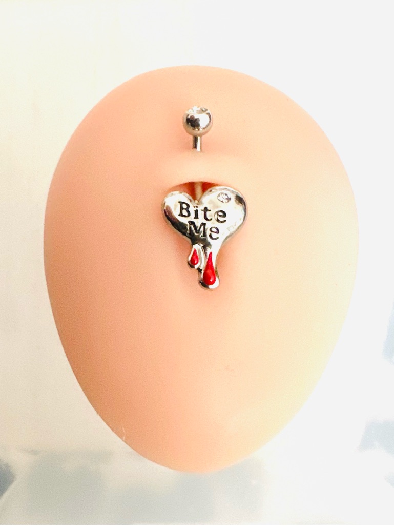 Belly Ring Barbell New Bite Me Rhinestone Body Jewelry